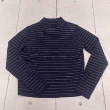 Vince Sweater Womens Small Navy Stripe Mock Neck Wool Cashmere Long Sleeve