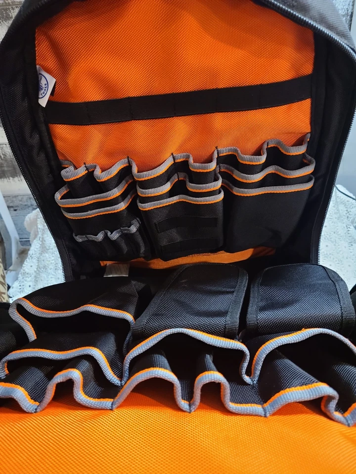 TRADESMAN 58658 Tool Bag Orange Black Back Pack Electrician Plumber Repair - Image 2 of 3