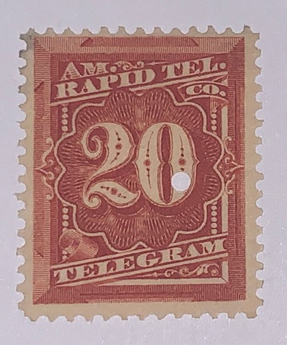 Travelstamps: 1881 Scott 1T6 US Revenue Stamp 20c American Rapid Telegraph Co - Picture 2 of 5