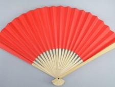 5er Pack - Papierfächer auf Bambus- Holz [26cm x 34cm] uni rot, Fächer