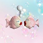 Small Pink Fish + Bubbles Chalkware Set