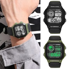 Waterproof Mens Wrist Fashion Military Sport LED Luminous Fashion Square Watch