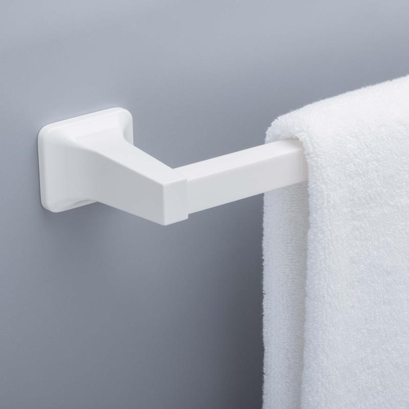 24in Towel Bar Replacement White Spring Loaded Adjustable Easy Install New