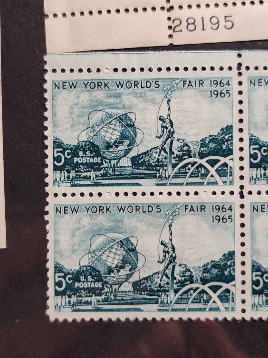 US Stamp Sc#1244 5c New York World's Fair 1964-1965 Plate