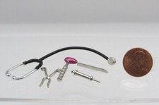 Dollhouse Miniature Doctor Medical Tool Set with Stethoscope and Shot Syringe