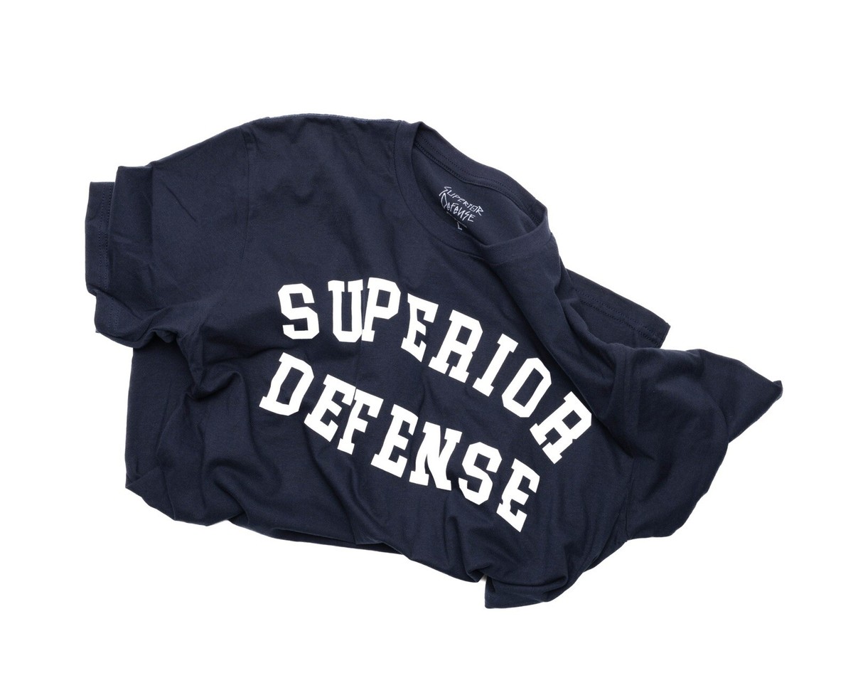Navy & White - SupDef - Superior Defense L Tee T Shirt Blue Large