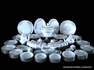 131 PC NEW CZECH BOHEMIAN THUN FINE CHINA BERNADOTTE DINNER SET FOR 12 ROSES #2