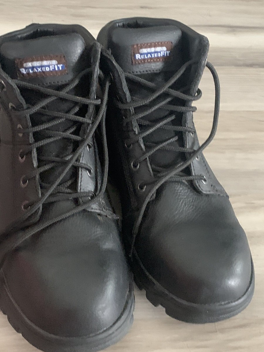 Skechers Men\'s Black Relaxed Fit Air-Cooled Memory Foam Tactical Ankle Boots Black Skechers Relaxed Fit Boots for Men for sale | eBay main image 4