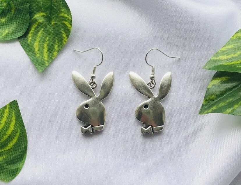 Silver playboy earrings clearance
