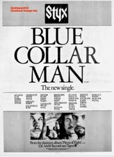 1978  Styx  "Blue Collar Man" Song  Release Reproduction Promo Print Ad