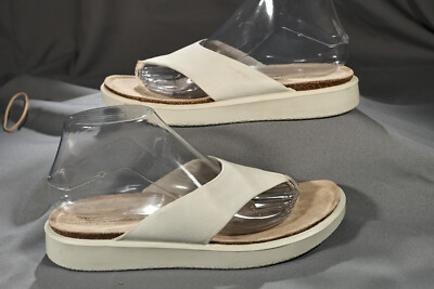 Ecco Corksphere Women's Thong Sandal Size EU 39 White Leather Flip Flops 