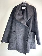 Janska Womans Coat Medium Grey Wool Fleece Jacket Layer Basic Quiet Luxury