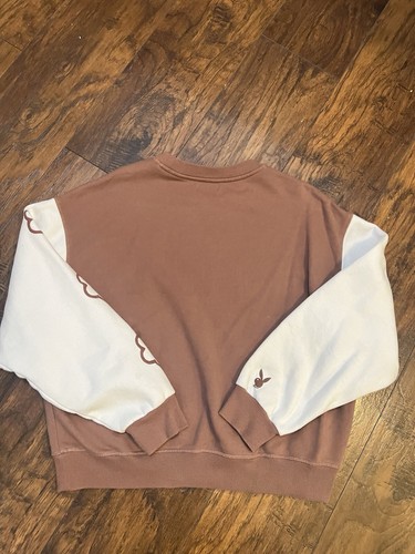 Brown & Cream Playboy Brand Oversized Sweatshirt Size M Ladies - Picture 6 of 9