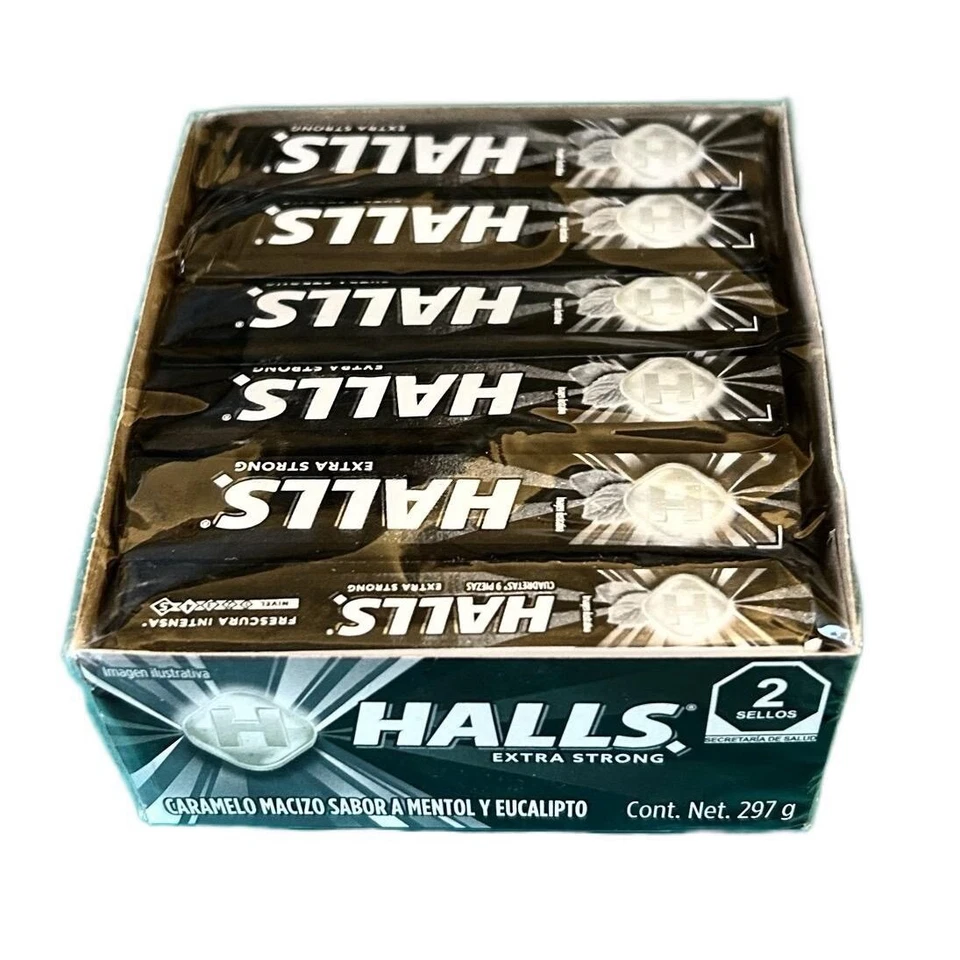 Caramelo duro Halls negro extra fuerte mentol Negras - Paquete de 12 mexicanas 11 oz Foto 2 de 3