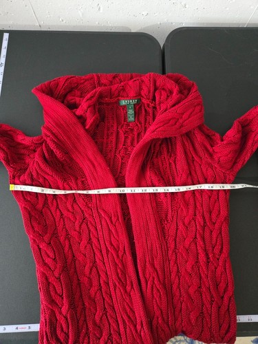 Lauren Ralph Lauren Silk Cashmere Duster Full Length Cardigan Sweater S Cable - Picture 7 of 9