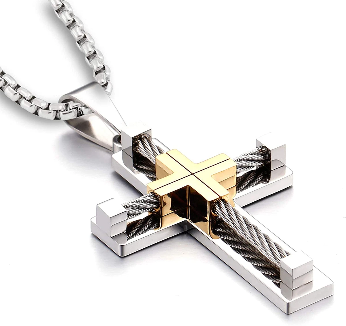 Gold stainless steel cross necklace deals