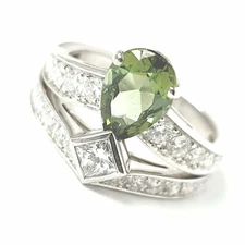 Chaumet Ring 18ct White Gold Diamond Peridot Size K Joséphine Tiara Range