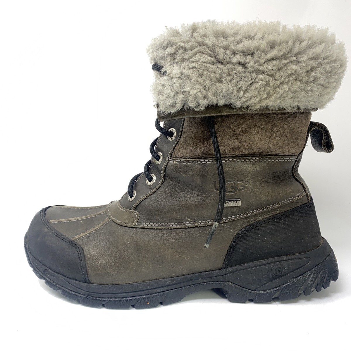 UGG スノーブーツ 29 UGG BUTTE BOOTS ブラウン×ブラック UGG Butte Lace Up Winter Snow Boots Men's Sz 9.5 M Brown Leather