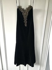 Vintage Radley Black Velvet Evening Strapless Long Dress U.K. Size 10