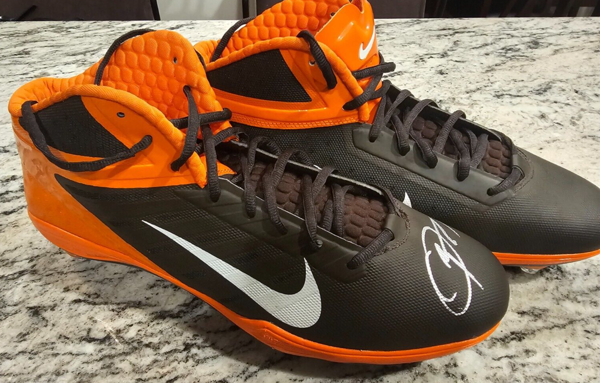 ODELL BECKHAM JR SIGNED AUTOGRAPH NIKE ALPHA CLEATS SIZE 15