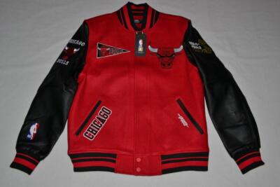 PRO STANDARD CHICAGO BULLS BLENDED LOGO VARSITY  JACKET ALL SIZES BLACK RED  NEW
