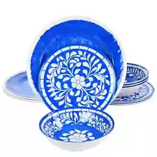 Elama Nelly 12 Piece Melamine Dinnerware Set in Blue