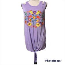 BiBi large womens lavender tank bright multicolor floral print soft and stretchy