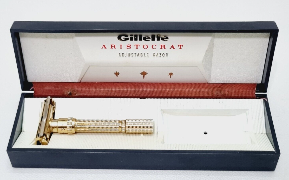 Gillette Aristocrat Adjustable Razor 髭剃り Gillette Aristocrat Gold Plated Adjustable Safety Razor L 1