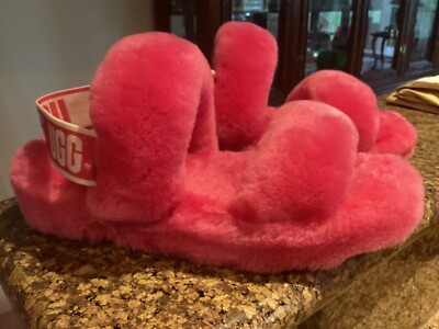 NEW Authentic UGG Women's Oh Yeah Slide Fluffy Soft Slippers Shoes Strawberry 