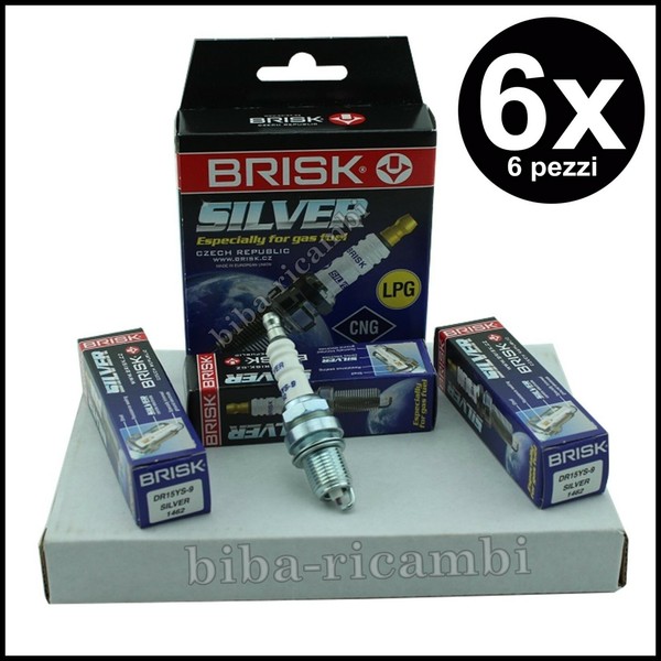 Kerze Set 6 Kerzen LPG Methan Brisk Silber DR15YS-9 Citroen XM (Y3) 1989-1994-image