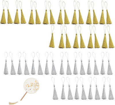 50 Stück Mini Quasten,Seidige Quasten,Lesezeichen Quasten,Tassels Anhänger,Handg