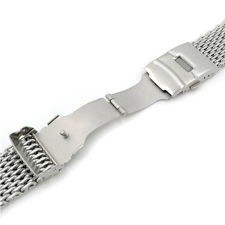 18-24MM Steel Metal Shark Mesh Bracelet Watch Band Strap Double Locking Clasp