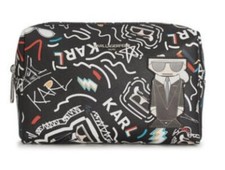 Karl Lagerfeld Large Cosmetic Bag With Applique Amour Leather NWT