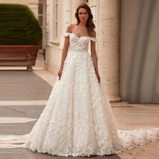 Vintage A-Line Wedding Dresses Sweetheart Backless Lace 3D Flowers Bridal Gowns