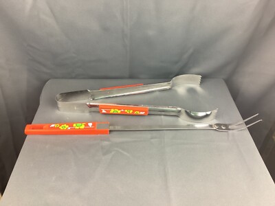 Set/2 1960s/1970s Vintage Ecko BBQ Grill Flower Power Design Tongs & Fork USA