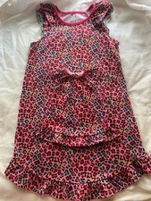 Vtg Little Girls sz 7 Pink Cheetah Nightgown Pajama w/ Matching Doll Nightgown