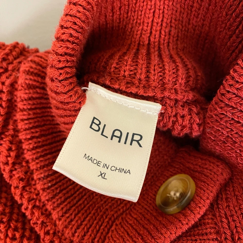 Cárdigan Blair Para Mujer XL Rojo Tejido Botón Frontal Cuello Simulado Manga Larga Suéter Foto 3 de 4