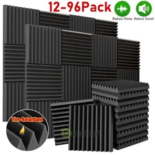 12~96 PACK 12"X12"X1" Acoustic Foam Panel Wedge Studio Soundproofing Wall Tiles
