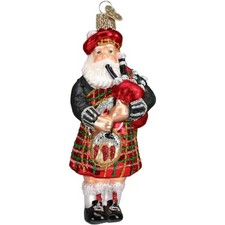 Old World Christmas Highland Santa with Bagpipes Glass Ornament FREE BOX 40139