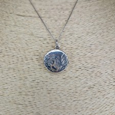 Sterling Silver 925 Locket Necklace Etched Pendant Vintage 46cm Classic 