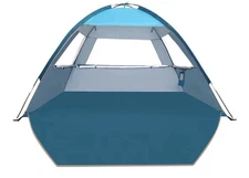 COMMOUDS Beach Tent Sun Shade 3/4 Person, UPF 50+ Sandbox Blue Easy Set Up