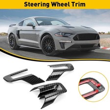 Interior Steering Wheel Cover Trim For 2015-2022 Ford Mustang Carbon Fiber Black