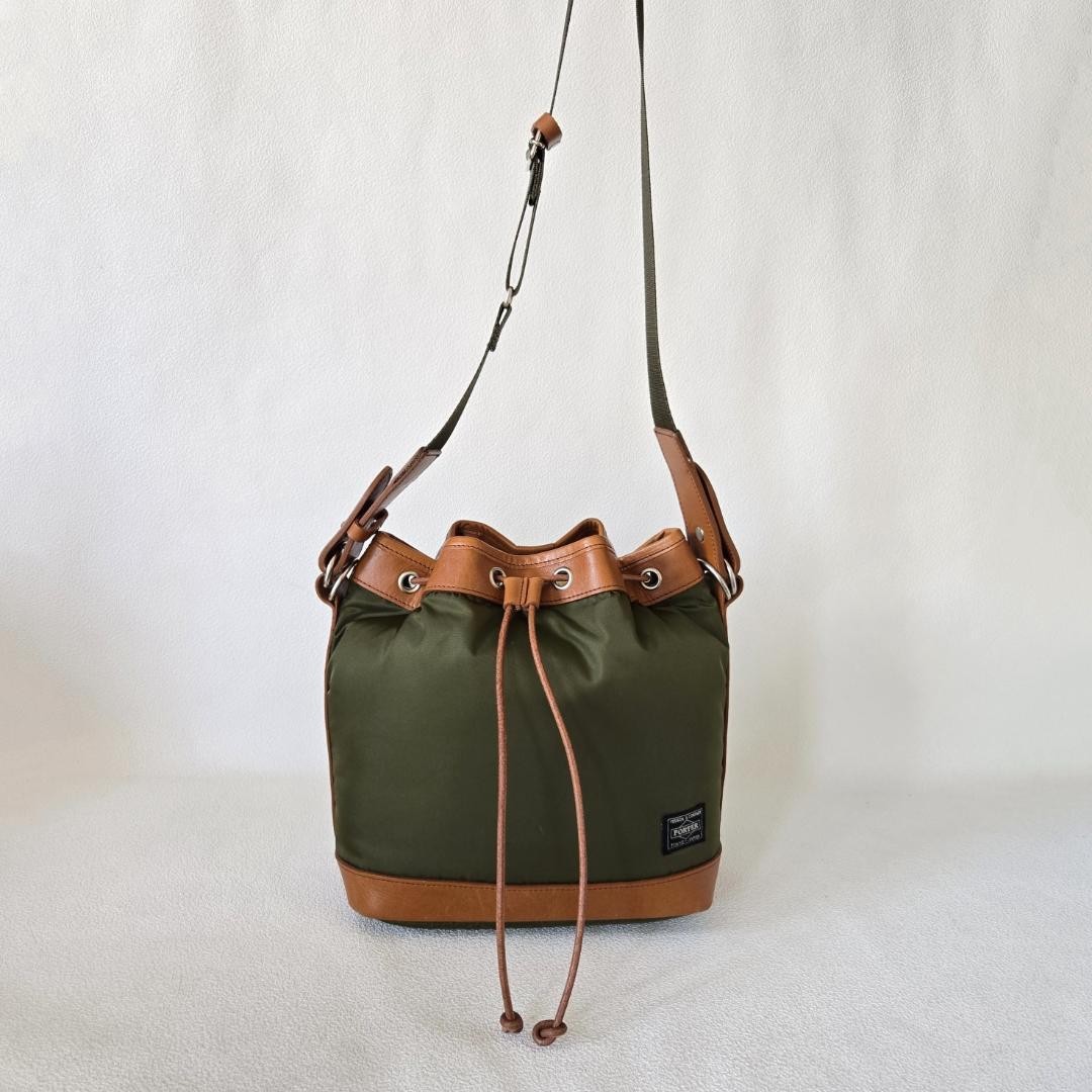 Yoshida Kaban Porter String Drawstring Bag Khaki … - image 4