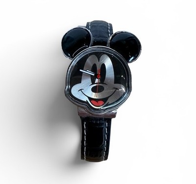 Disney Mickey Watch Face Watch Women s Black Leather Band MZBerger New Battery