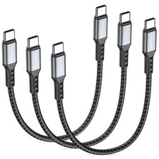 Short USB C to USB C Cable 30cm 3Pack, 65W 0.3M Charger Cable PD Fast Charging