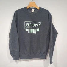 Jeep Happy Gildan Small Teal And Grey Crewneck Sweatshirt 
