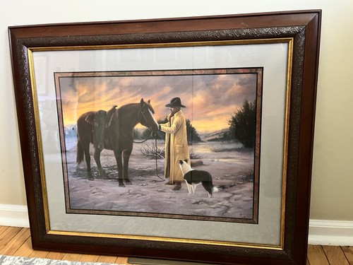 Vtg HOME INTERIOR WESTERN COWBOY HORSE YELLOW COAT COLLIE PICTURE - Picture 6 of 16