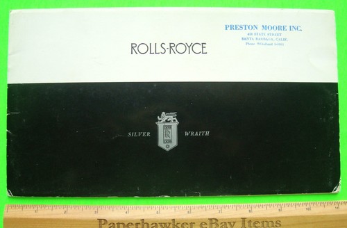 ca 1954 ROLLS ROYCE SILVER WRAITH 12-pg CATALOG / PORTFOLIO Brochure w/ 6 PLATES
