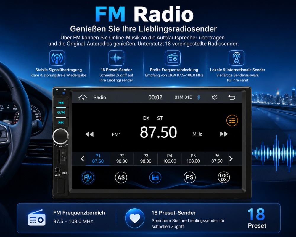 Autoradio 7 pollici doppio 2 DIN Android auto Apple Carplay Bluetooth USB TF EQ AUX foto 5
