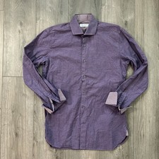 Ted Baker Endurance Button Up Long Sleeve Shirt Sz 15 34/35 Purple